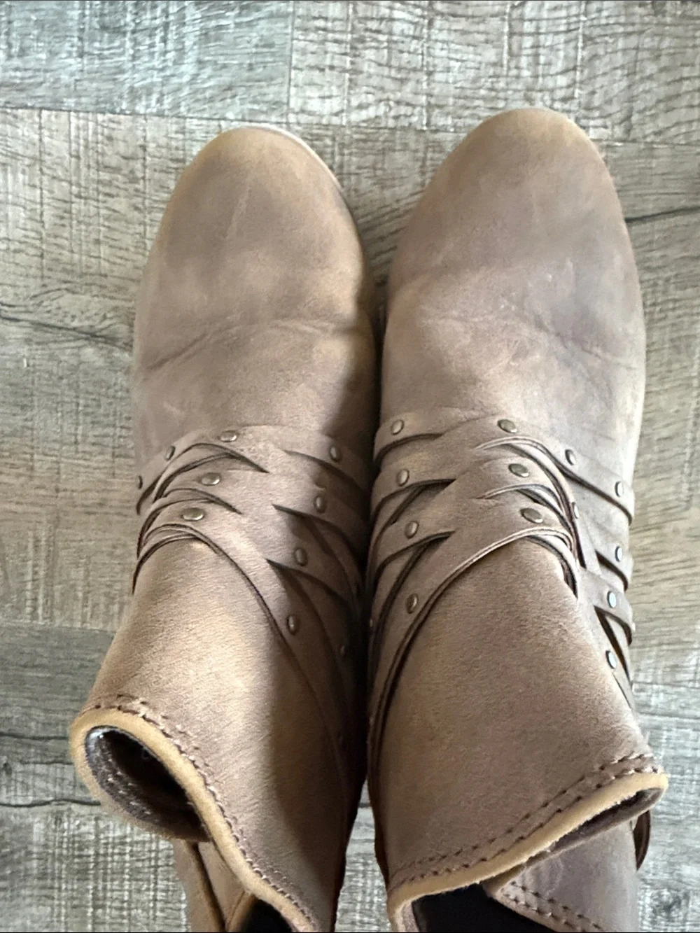 Girls Brown Ankle Booties with Studded Strap Detail